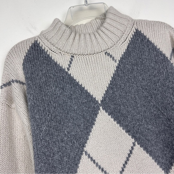Goop G Label Meg Argyle Wool Knit Turtleneck Sweater - Picture 5 of 7